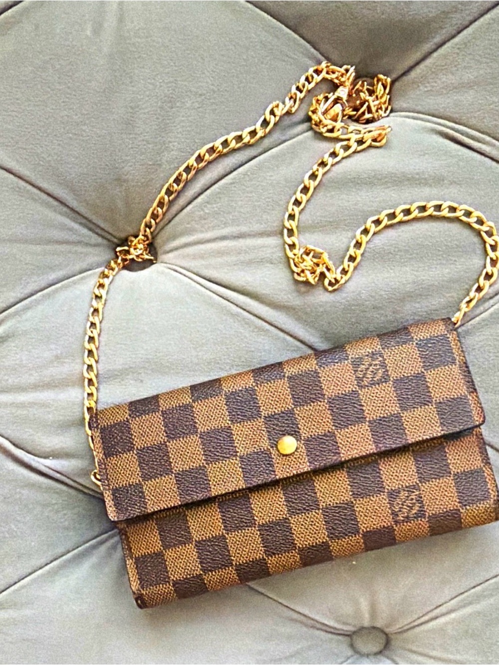 Louis Vuitton Brown Damier Chain Wallet Crossbody